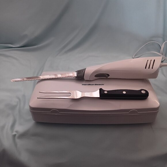 Hamilton Beach 74250 Electric Food Slicer White With Fork & Case EK09 USA 238N - Picture 1 of 3